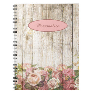 Pink Flower Garden by Wood Fence personalize Notizblock