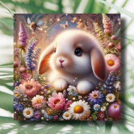 Pink Flower Garden Niedlich Baby Bunny Oaster Feiertagskarte