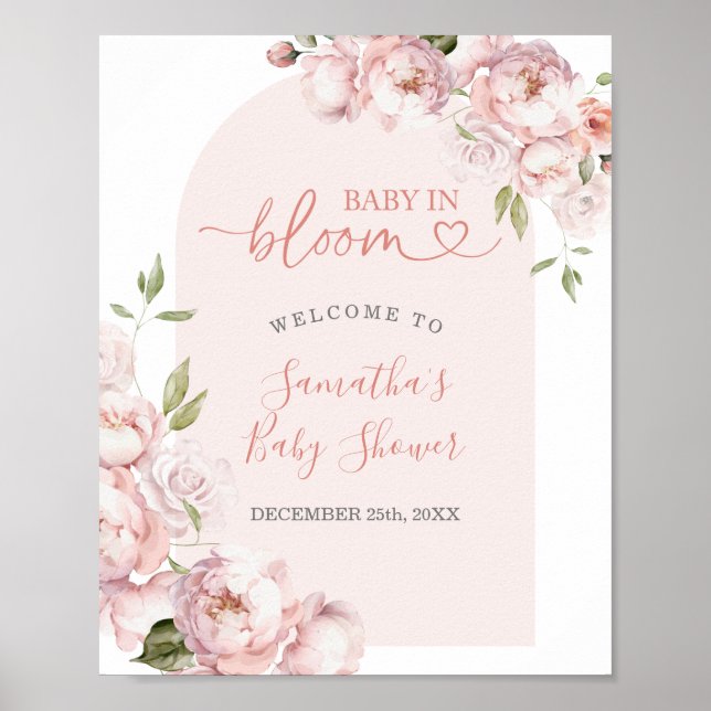Pink Flower Girl Baby Shower Baby im Blütenbaby Wi Poster (Vorne)