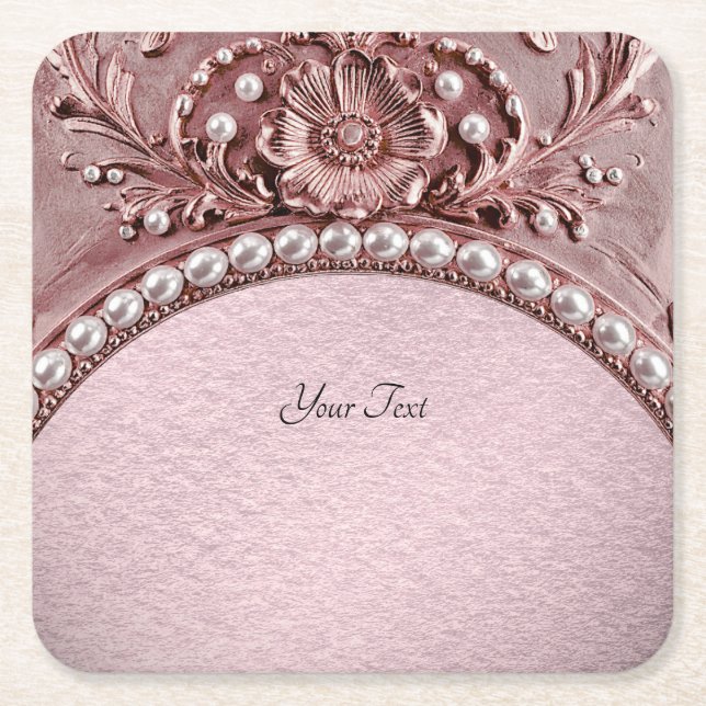 Pink Flower Paper Coaster Rechteckiger Pappuntersetzer (Vorderseite)