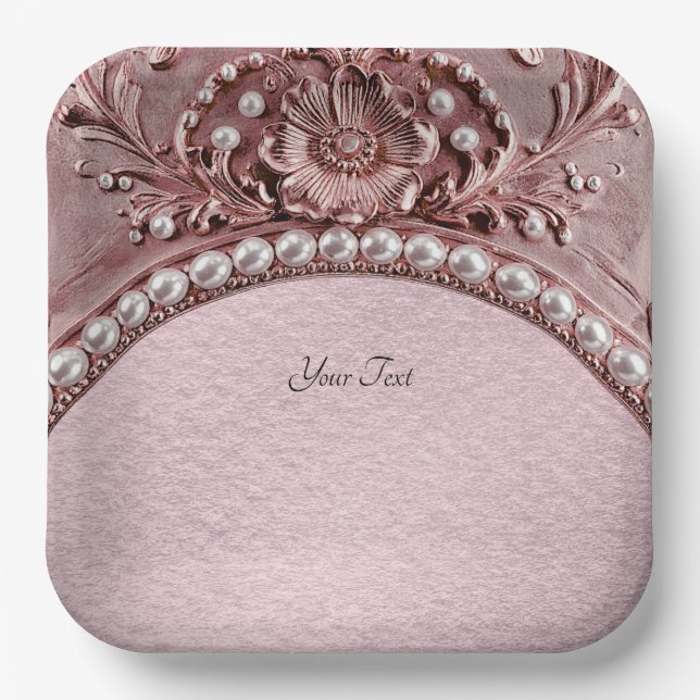 Pink Flower Paper Plate Pappteller (Vorderseite)