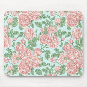 Pink Flower Rose Garden Bouquet Pattern Mousepad