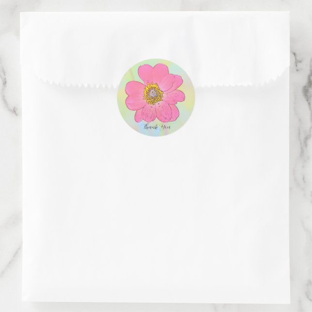 Pink Flower  Runder Aufkleber (Tasche)