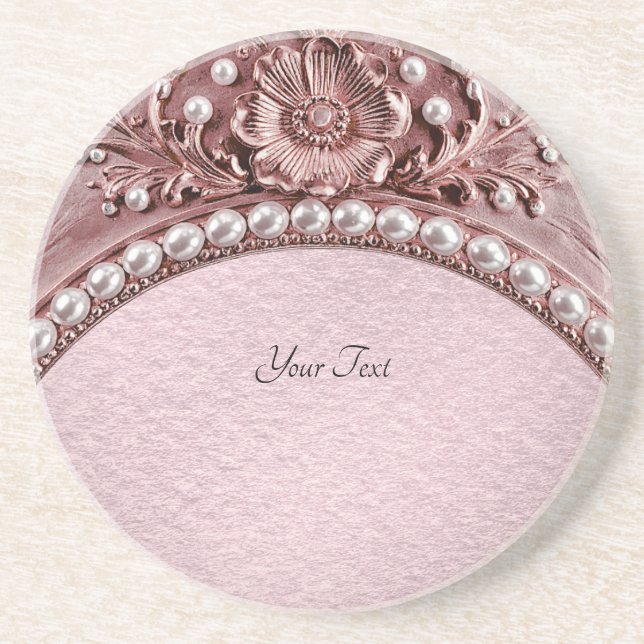Pink Flower Sandstone Coaster Getränkeuntersetzer (Vorne)