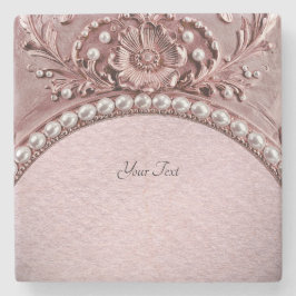 Pink Flower Stone Coaster Steinuntersetzer