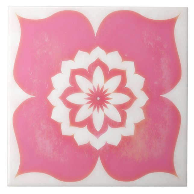 Pink Flower Symbol Decorative Tile Square Fliese (Vorderseite)
