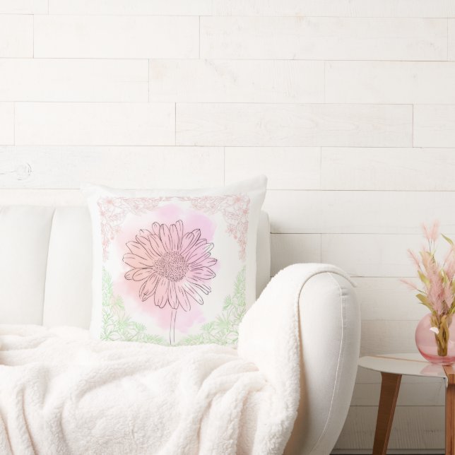 "Pink Flower Throw Pillow" Kissen (Liege)