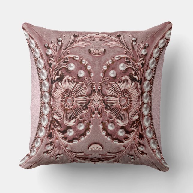 Pink Flower Throw Pillow Kissen (Vorderseite)