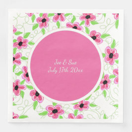 Pink Flower Wedding Serviette