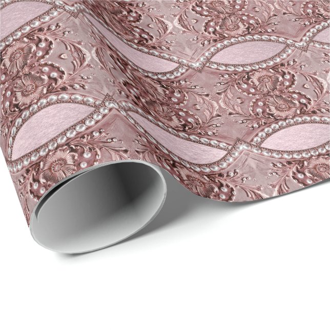Pink Flower Wrapping Paper Geschenkpapier (Rolleneckpunkt)