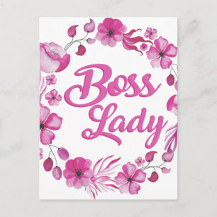 Pink Flower y Boss Lady Design Postkarte