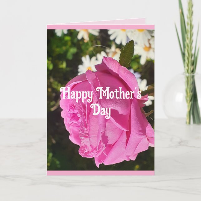 Pink Flowers Floral Rose Roses Mothers Day Card Karte (Vorderseite)