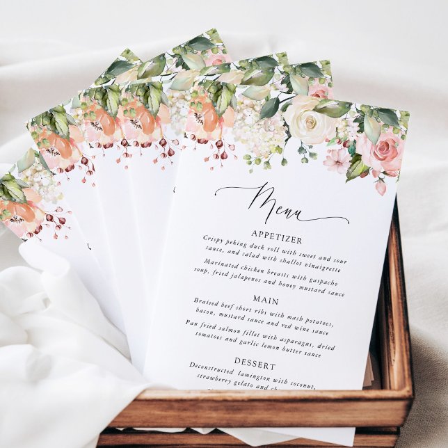 Pink Flowers, White Flowers, Bridal Shower Menu (Von Creator hochgeladen)