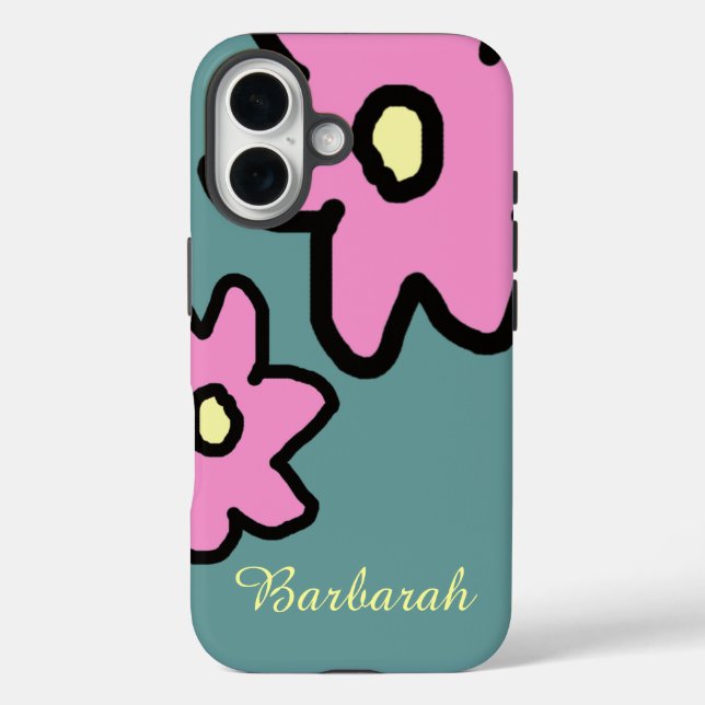 pink flowers with custom name Case-Mate iPhone hülle (Rückseite)
