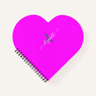 Pink Fluorescent Neon Monogram Notizbuch