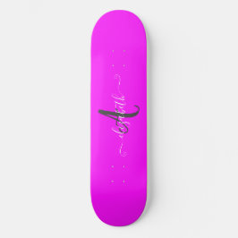 Pink Fluorescent Neon Monogram Skateboard