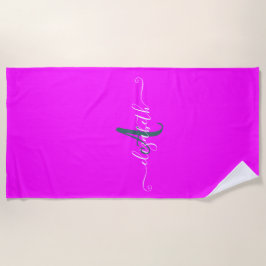 Pink Fluorescent Neon Monogram Strandtuch
