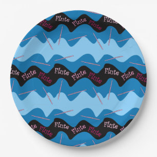 Pink Flute Muster Pappteller