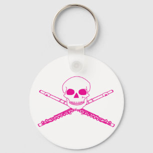 Pink Flute Skull Schlüsselanhänger