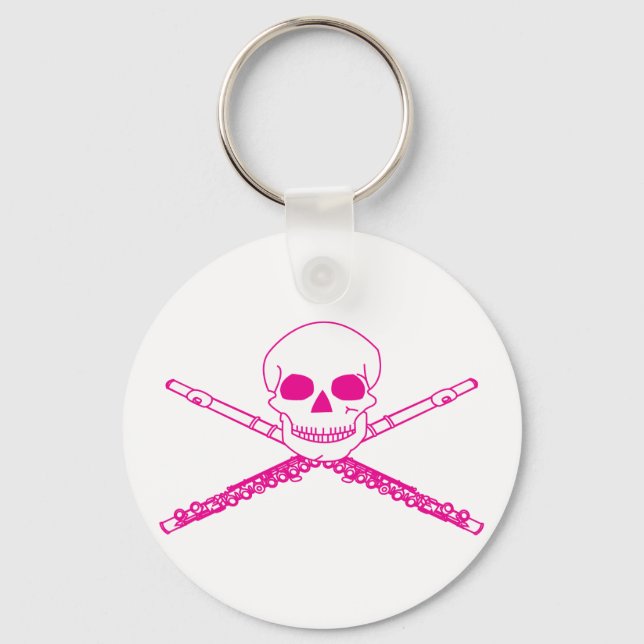 Pink Flute Skull Schlüsselanhänger (Vorderseite)