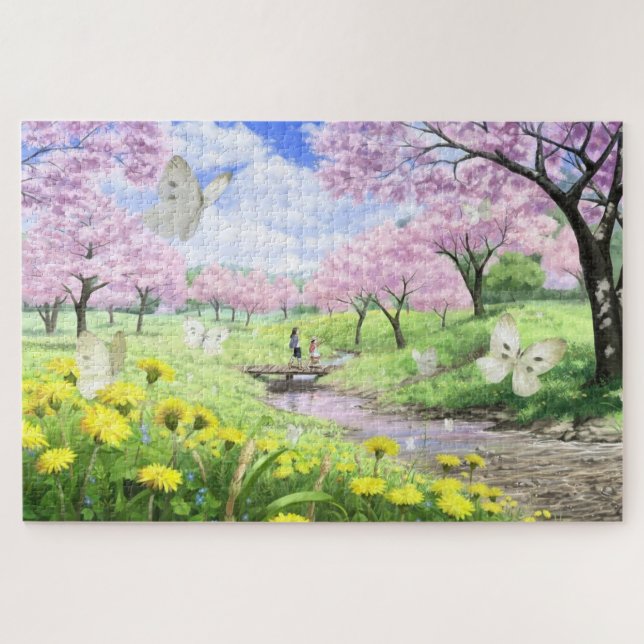Pink Flutter Paradies Puzzle (Horizontal)
