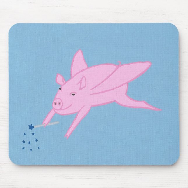 Pink Flying Pig Blaue Sterne Mouse Pads Mousepad (Vorne)
