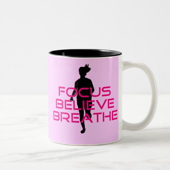 Pink Focus Glaube atmen Zweifarbige Tasse (Rechts)