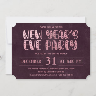 Pink Foil Texture New Year's Party Einladung