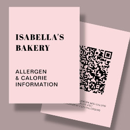 Pink Food Allergy Kalorie Information QR Code Kart