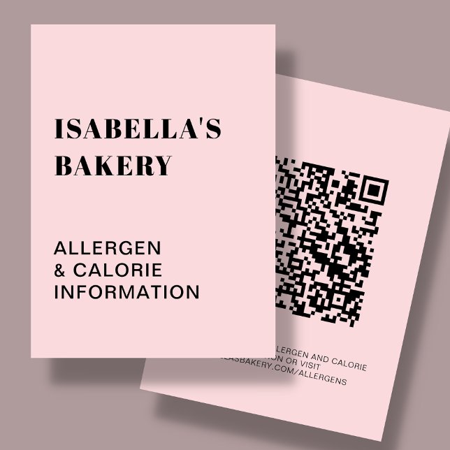 Pink Food Allergy Kalorie Information QR Code Kart (Von Creator hochgeladen)