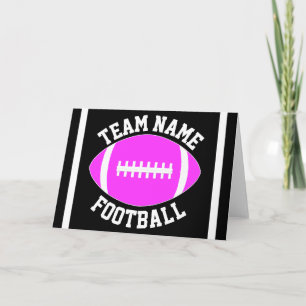 Pink Football Custom Team Name / Text Sports Party Karte