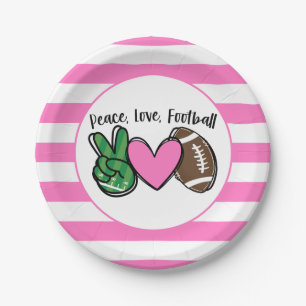 Pink Football Paper Plate Pappteller