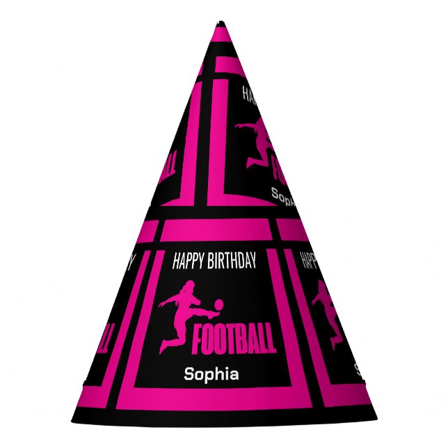 Pink Football Player Girl Birthday Girl Team Partyhütchen (Vorderseite)