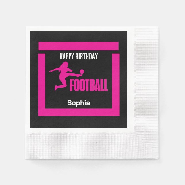 Pink Football Player Girl, Birthday Girl Team Serviette