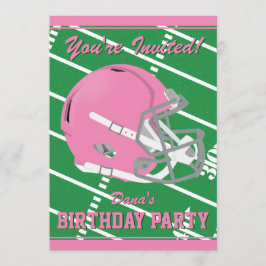 Pink Football Themed Party Einladung - Editable