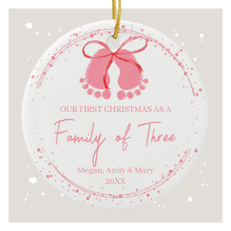 Pink Footprints Festive Winter Design Muster Keramik Ornament