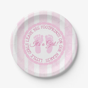 Pink Footprints Girl Baby Shooting Paper Teller