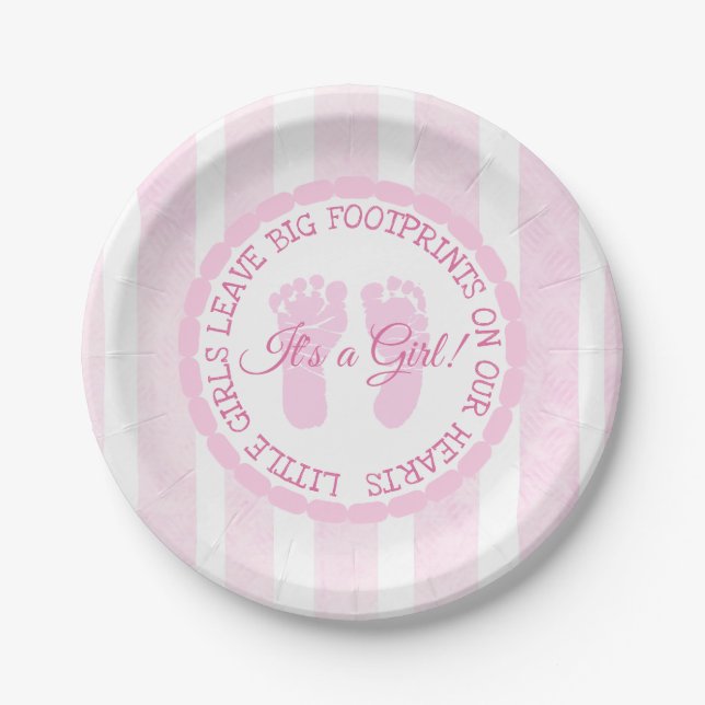 Pink Footprints Girl Baby Shooting Paper Teller (Vorderseite)