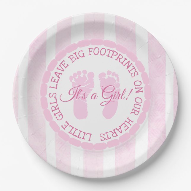 Pink Footprints Girl Baby Shooting Paper Teller (Vorderseite)
