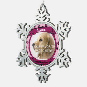 Pink Forever gedenken Hund oder Cat Memorial Schneeflocken Zinn-Ornament