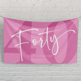 Pink Forty 40th Fortieth Birthday Party Banner