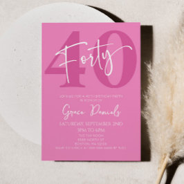 Pink Forty 40th Fortieth Birthday Party Einladung