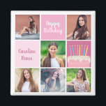 Pink Foto Collage Custom Women's Birthday Party Magnet<br><div class="desc">Hübsche Geburtstagsparty von Frauen bevorzugen Magnete mit einer 6 Bildvorlagenkollektion einer jungen Frau oder eines Teenagermädchens mit ihrem Namen auf den niedlichen rosa Plätzen neben einem schönen Geburtstagskuchen. Personalisierter,  geistlicher Geburtstagsmagnet.</div>