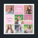 Pink Foto Collage Custom Women's Birthday Party Magnet<br><div class="desc">Hübsche Geburtstagsparty von Frauen bevorzugen Magnete mit einer 6 Bildvorlagenkollektion einer jungen Frau oder eines Teenagermädchens mit ihrem Namen auf den niedlichen rosa Plätzen neben einem schönen Geburtstagskuchen. Personalisierter,  geistlicher Geburtstagsmagnet.</div>