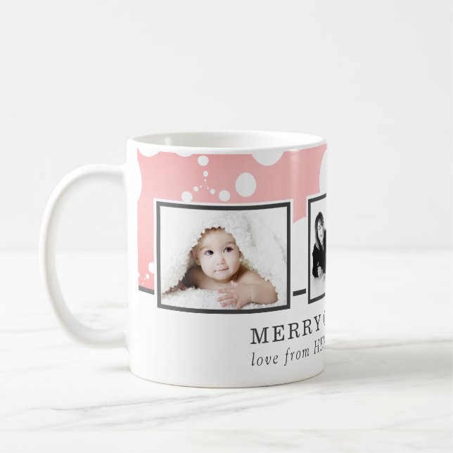 Pink Foto Collage Familie Weihnachten Kaffeetasse (Links)