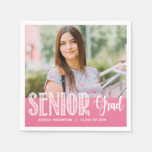 Pink Foto Graduation Party Paper Napkins Serviette