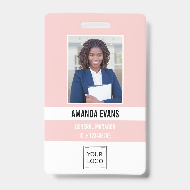 Pink | Foto Mitarbeiter-Logo oder QR CODE-Sicherhe Ausweis (Vorderseite)