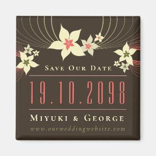 Pink Frangipani Beach Wedding Save the Date Magnet