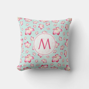 Pink Frangipani Monogram Kissen