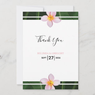 Pink Frangipani Plumeria Wedding Danke-Card Dankeskarte